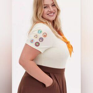 Torrid 3X Disney Pixar Up Russel Wilderness Explorer Brown Skater Plus Dress